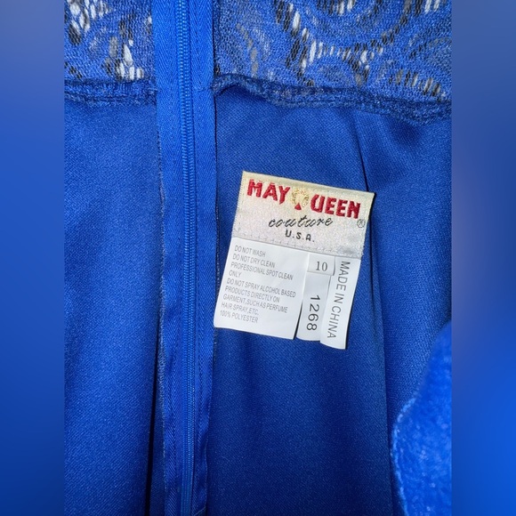 May Queen Couture USA Dress Sequined Prom Formal Cocktail HOCO Size 10 Blue - Picture 11 of 16